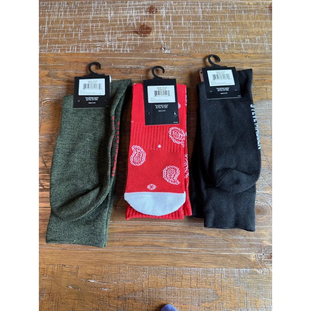 NWT‎ Steve Madden Mens Crew Socks LOT Hustle Paisley Mom Heart 6-12.5 Streetwear